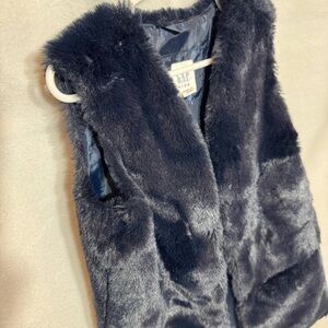 GAP Kids Faux Fur Navy Blue Vest